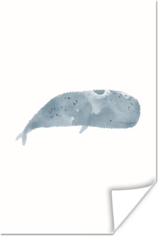 Poster Potvis - Dieren - Zee - Waterverf - 80x120 cm