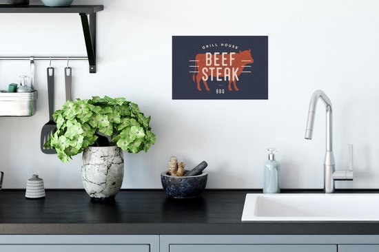 Affiche Mancave - Steak - BBQ - 30x20 cm