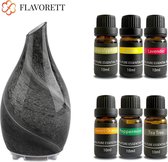 Flavorett Glazen Aroma diffuser - Incl.  6 Etherische Olie – Luchtbevochtiger – Geurverspreiders