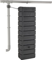 Réservoir mural de baril de pluie, Grandval 300L, plastique anthracite, imitation bois, avec kit de raccordement pour gouttière