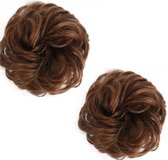 Messy hairbun haarstuk hair bun bruin  knotje 2 voor de prijs van 1