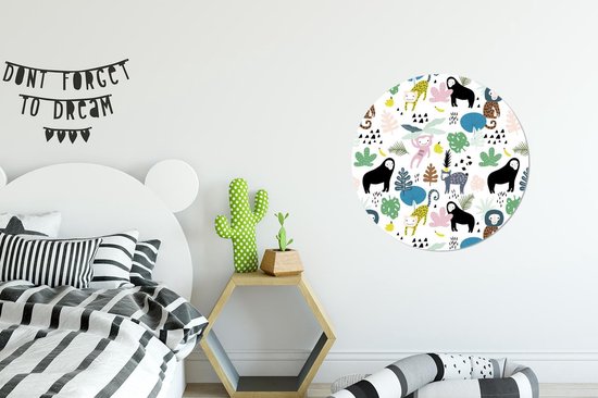 WallCircle - Cercle Mural - Cercle Mural - Jungle - Plantes - Singe - Aluminium - Dibond - 60x60 cm - Intérieur et Extérieur