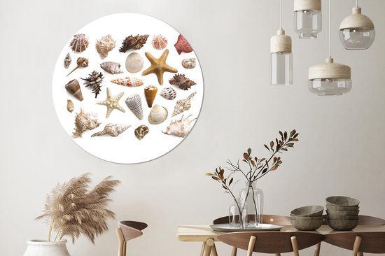 Cercle mural - Aluminium - Coquillages - Plage - Couleur - Collage - ⌀ 120 cm XXL
