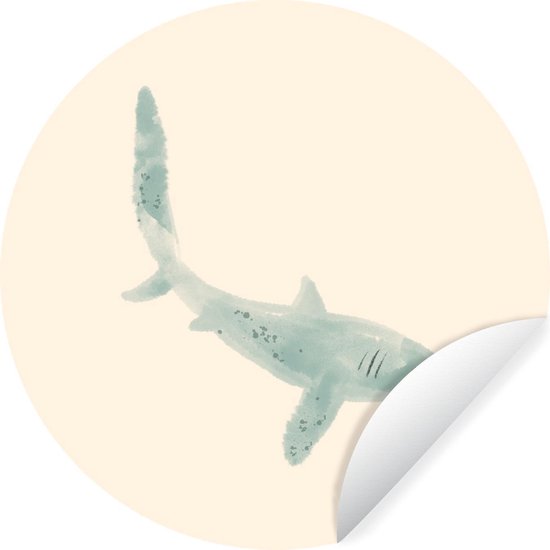 Wallpaper Circle - Poissons - Animaux - Mer - Grijs - ⌀ 120 cm - Wall Circle - Auto-adhésif - Round Wallpaper Sticker XXL