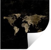 Muurstickers - Sticker Folie - Wereldkaart - Zwart - Goud - 120x120 cm - Plakfolie - Muurstickers Kinderkamer - Zelfklevend Behang XXL - Zelfklevend behangpapier - Stickerfolie
