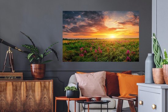 Stickers Stickers muraux - Fleurs - Coucher de soleil - Printemps - 120x80 cm - Film adhésif