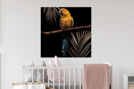 Muurstickers - Sticker Folie - Vogel - Papegaai - Tak - Varen - 50x50 cm - Plakfolie - Muurstickers Kinderkamer - Zelfklevend Behang - Zelfklevend behangpapier - Stickerfolie