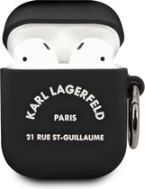 Karl Lagerfeld Airpods - Étui Airpods 2 - Zwart - Silicone - White Logo RSG