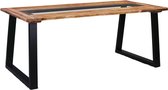 Eettafel massief acaciahout en glas 180x90x75 cm