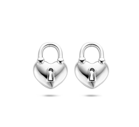 YO&NO - Oorbellen -  Zilver -  Oorknoppen - Hangslot - 8.5/12mm - Sieraden vrouw - Gerhodineerd - Zilver 925