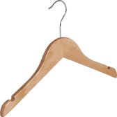 De Kledinghanger Gigant - 5 x Kinderhanger lotushout naturel gelakt met rokinkepingen, 34 cm
