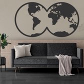 Wereldkaart wanddecoratie, zwart 91 x 50cm. Wereldkaart wanddecoratie - Vintage wereldkaart - Metalen wanddecoratie - Industriele wanddecoratie -