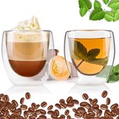 Luxe Dubbelwandige Koffieglazen - Dubbelwandige Theeglazen - Cappuccino Glazen - Cappuccino Kop - Theeglazen Dubbelwandig - 250 ML - Set Van 6