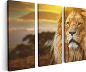 Artaza Canvas Schilderij Drieluik Leeuw - Leeuwenkop - 120x80 - Foto Op Canvas - Canvas Print