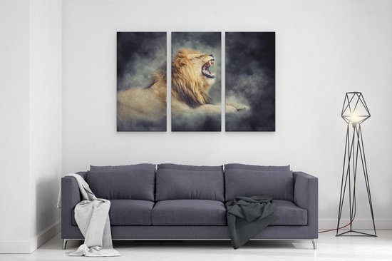 Artaza - Tryptyque Peinture sur Canevas - Lion - Tête de lion - 120x80 - Photo sur Toile - Impression sur Toile