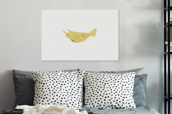 Tableau Peinture Poisson - Mer - Jaune - Aquarelle - 60x40 cm - Décoration murale