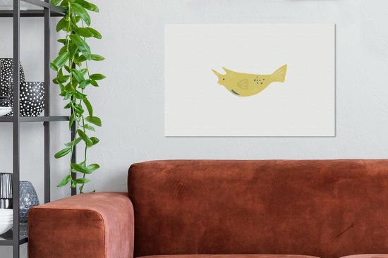 Tableau Peinture Poisson - Mer - Jaune - Aquarelle - 60x40 cm - Décoration murale