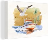 Toile Peinture Bateau - Vogel - Aquarelle - 30x20 cm - Décoration murale