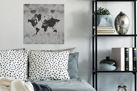 Peintures Toile Wereldkaart - Bloem - Marron - 50x50 cm - Décoration murale