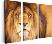 Artaza Canvas Schilderij Drieluik Leeuw - Leeuwenkop - 120x80 - Foto Op Canvas - Canvas Print