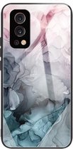 Abstracte marmeren patroon glazen beschermhoes voor OnePlus Nord 2 5G (abstract lichtroze)