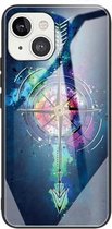 Gehard glas + TPU-randbeschermhoes voor iPhone 13 Mini (kompas)