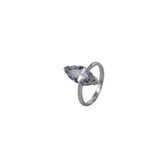 Silventi 9SIL-21449 Zilveren Ring met Zirkonia - Dames - Ellips - 15 x 7 mm - Maat 52 - Rhodium - Zilver