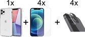 iPhone 13 Pro Max hoesje siliconen case transparant cover - 4x iPhone 13 Pro Max Screen Protector + 4x Camera Lens Screenprotector