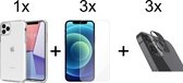 iPhone 13 Pro Max hoesje siliconen case transparant cover - 3x iPhone 13 Pro Max Screen Protector + 3x Camera Lens Screenprotector