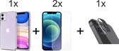 iPhone 13 Mini hoesje siliconen case transparant cover - 2x iPhone 13 Mini Screen Protector + 1x Camera Lens Screenprotector