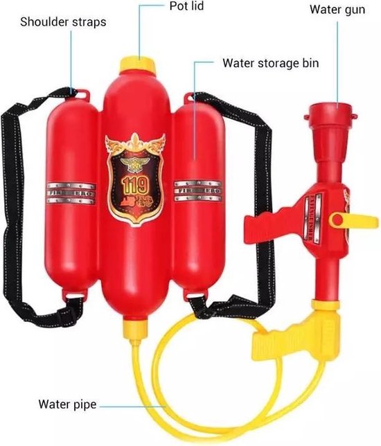 Buxibo - Brandweer Waterpistool - Speelgoed Brandblusser - Groot Watergeweer - 2.5 Liter