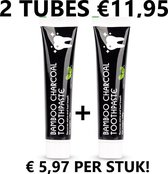 Charcoal Mint Tandpasta - 2 TUBES - Witte Tanden - Houtskool Tand Bleker - Charcoal Toothpaste - Teeth Whitening - Charcaol Tandpasta Whitening - Frisse Adem - Bamboe Tandsteen ver