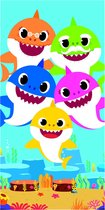 Baby Shark Strandlaken Junior 70 X 140 Cm Katoen Blauw