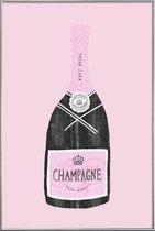 JUNIQE - Poster met kunststof lijst Champagne -20x30 /Roze & Zwart