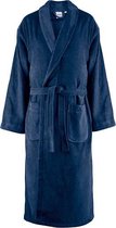 Badjas - velours katoen - donkerblauw - sjaalkraag badjas sauna - S/M - Unisex