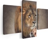 Artaza - Triptyque de peinture sur toile - Lion en costume - Tête de lion - 90x60 - Photo sur toile - Impression sur toile