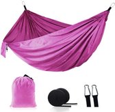 Draagbare lichtgewicht nylon parachute dubbele hangmat. 270*140 cm - 210T nylon parachute -  Roze - Pink Hammock