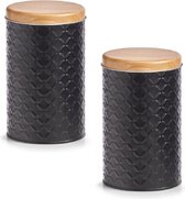 4x Storage/storage tins black 7.5 x 18 cm  - Zeller - Kitchen utensils - Kitchen accessories/decoration - Keeping fresh - Stock/storage/storage tins - Biscuit/candy tins