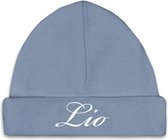 Newborn baby mutsje met naam Grijs/blauw