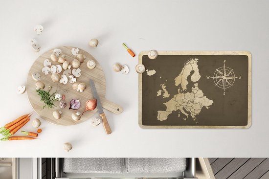 Set de table - Kaart Europa - Vintage - Boussole - 45x30 cm - 6 pièces