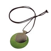 Ketting -rond -groen- hout- suede -koord- 50 cm-allergie vrij-Charme Bijoux