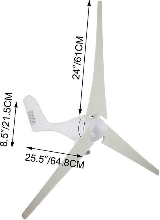 Calodi® Windturbine Generator 400w - Mini Windmolen - Wind Generator - Energie Opwekken - Wind Turbine - Groene Stroom - 3 Bladen - 12 Volt