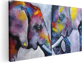 Artaza Canvas Schilderij Twee Getekende Olifanten - Abstract - 120x60 - Groot - Foto Op Canvas - Canvas Print