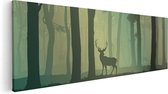 Artaza Canvas Schilderij Hert In Het Bos - Silhouet  - 60x20 - Foto Op Canvas - Canvas Print