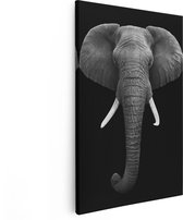 Artaza Canvas Schilderij Olifantenkop - Olifant - Zwart Wit - 20x30 - Klein - Foto Op Canvas - Canvas Print