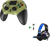 MOJO Wireless Controller Geschikt voor PS4 + Gaming Headset met Microfoon voor PS4
