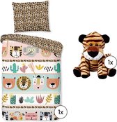 Bedtextielset Kids - Dekbedovertrek Friends + Knuffel Tijger David