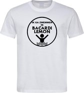 Wit T-Shirt met “ Ik ga zwemmen in Bacardi Lemon “ print Zwart Size XXXL