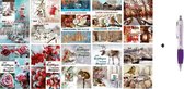 50 cartes de Noël et nouvel an de Luxe avec stylo - 9,5x14cm - 10 x 5 cartes doubles avec enveloppes - série Joyeux Noël et une nouvelle année prospère