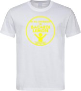 Wit T-Shirt met “ Ik ga zwemmen in Bacardi Lemon “ print Neon Geel Size XXL